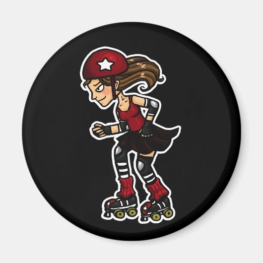 Roller Derby Jammer rood Magneet (Voorkant)