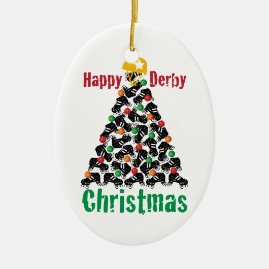Roller Derby Kerstmis, Roller Skating Keramisch Ornament (Voorkant)