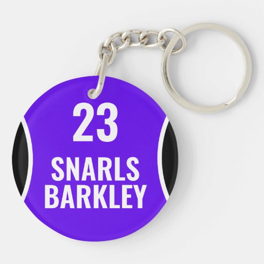 Roller Derby Logo Paars Zwart Teamnaam Uniform Sleutelhanger (Achterkant)