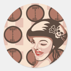 roller derby meisje ronde sticker