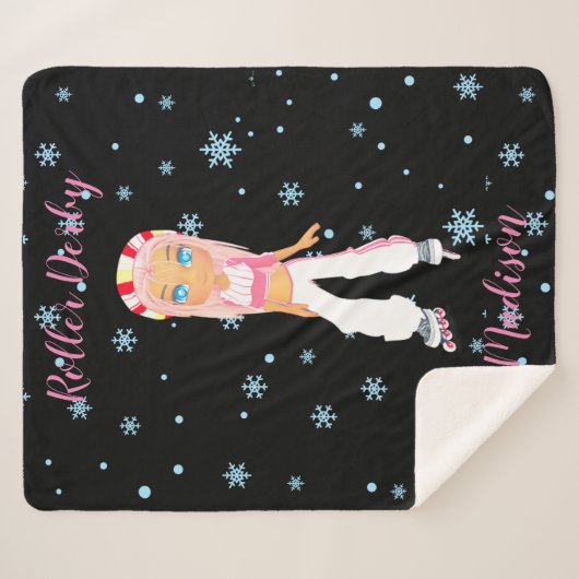 Roller Derby Personalized Sherpa Blanket Sherpa Deken (Voorkant (horizontaal))