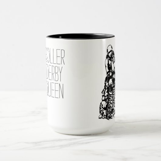 Roller Derby Queen Black Handle Coffee Mok (Midden)