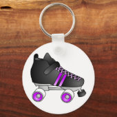 Roller Derby Schaatsen Black en Paars Sleutelhanger (Voorkant)