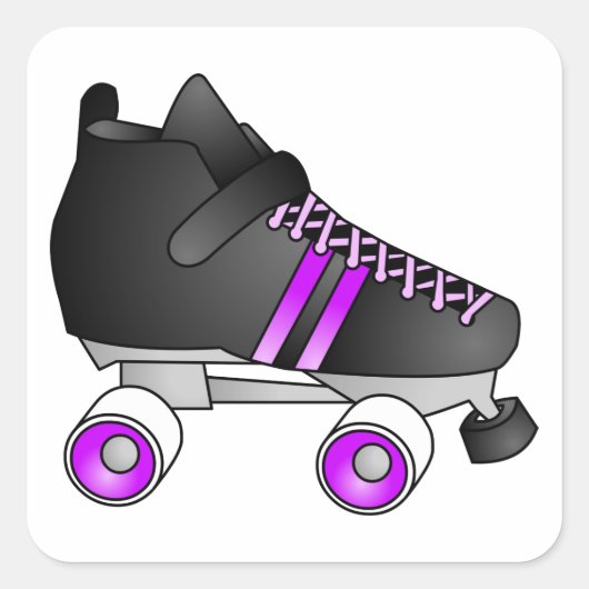 Roller Derby Schaatsen Black en Paars Vierkante Sticker (Voorkant)