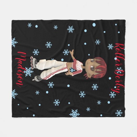 Roller Derby Snowflake Fleece Deken (Voorkant (Horizontaal))