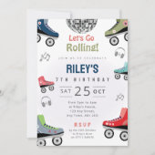 Roller Disco Verjaardagsfeest Uitnodiging Roller S (Voorkant)