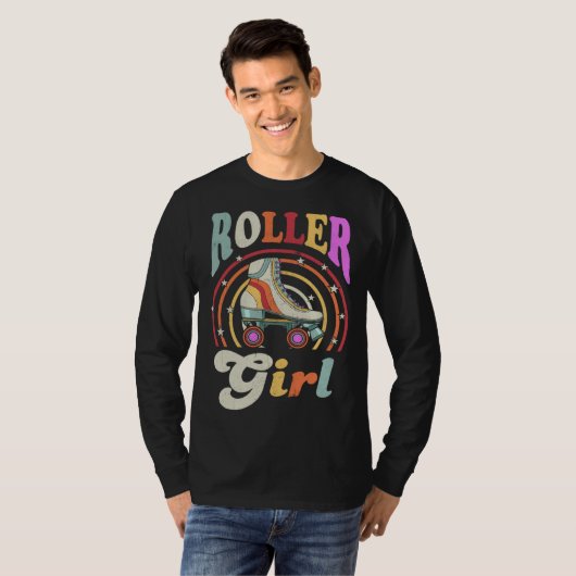 Roller Girl Retro Roller Derby Roller Skating Roll T-shirt (Voorkant volledig)