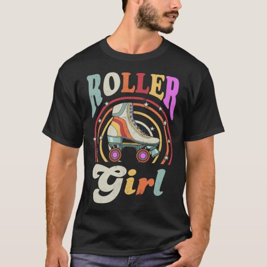 Roller Girl Retro Roller Derby Roller Skating Roll T-shirt (Voorkant)