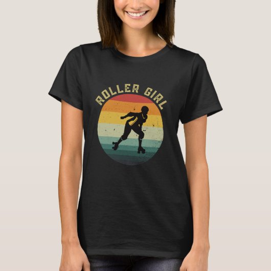 Roller Girl Retro Sunset  Skating Gift Idee T-shirt (Voorkant)