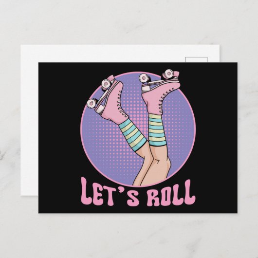 Roller Girl Skater Retro 70s en 80s Skating Girls Briefkaart (Voorkant / Achterkant)