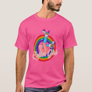 Roller Meisje Schaatsen Verjaardag Retro Groovy ja T-shirt