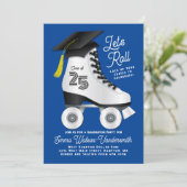 Roller Patinage Graduation Party Invitation Bleu (Debout devant)