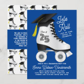 Roller Patinage Graduation Party Invitation Bleu (Devant / Derrière)