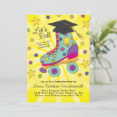 Roller Patinage Graduation Party Invitation Rose (Debout devant)