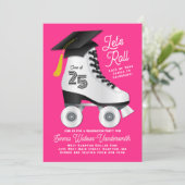Roller Patinage Graduation Party Invitation rose (Debout devant)