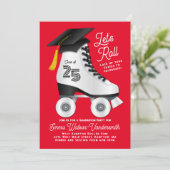 Roller Patinage Graduation Party Invitation Rouge (Debout devant)
