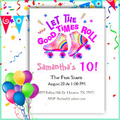 Roller Patins Filles Rose Invitation Anniversaire