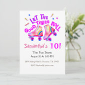 Roller Patins Filles Rose Invitation Anniversaire (Debout devant)