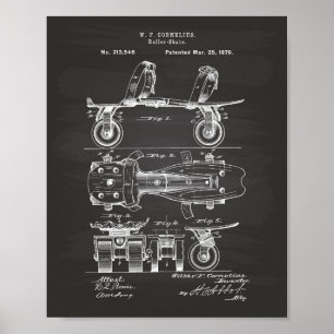 Roller Schaats 1879 Patent Art Chalkboard Poster