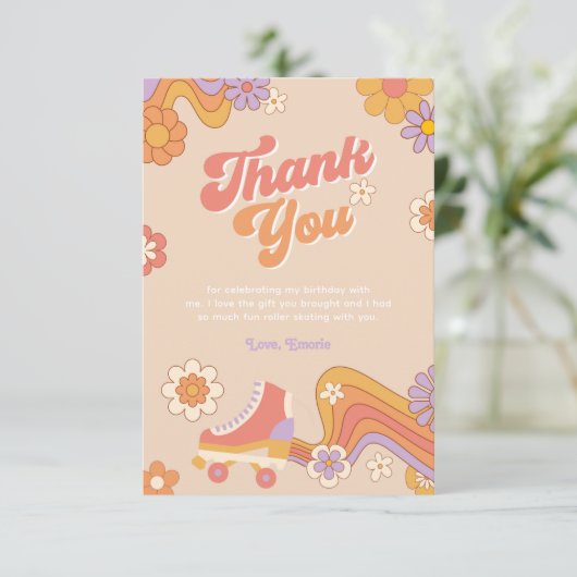 Roller Schaats Birthday Hartelijk dank Bedankkaart (Staand voorkant)