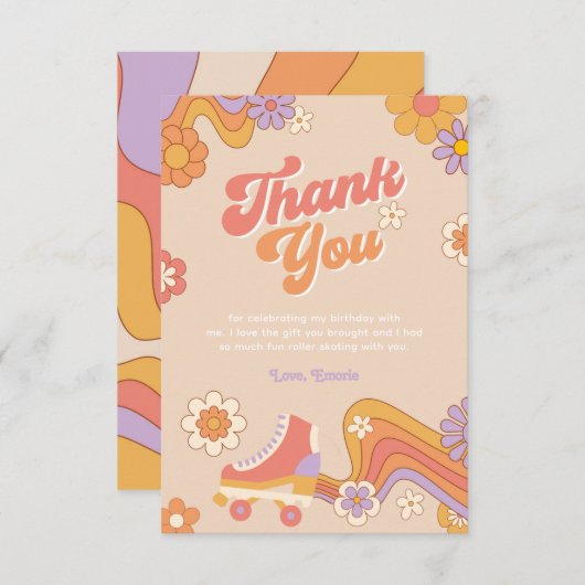 Roller Schaats Birthday Hartelijk dank Bedankkaart (Voorkant / Achterkant)