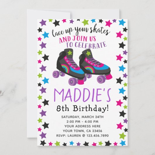 Roller Schaats Birthday Uitnodiging (Voorkant)