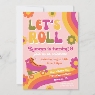 Roller Schaats Birthday Uitnodiging Retro-Schaat