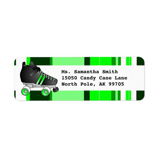 Roller Schaats Black en Green Return-adreslabel Etiket (Voorkant)