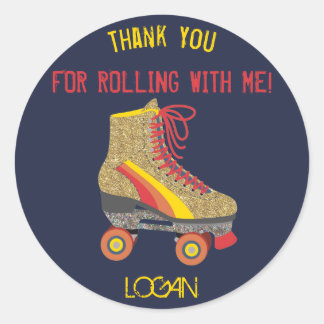 Roller schaats Dank u, Favor tag, schaatsen, Ronde Sticker