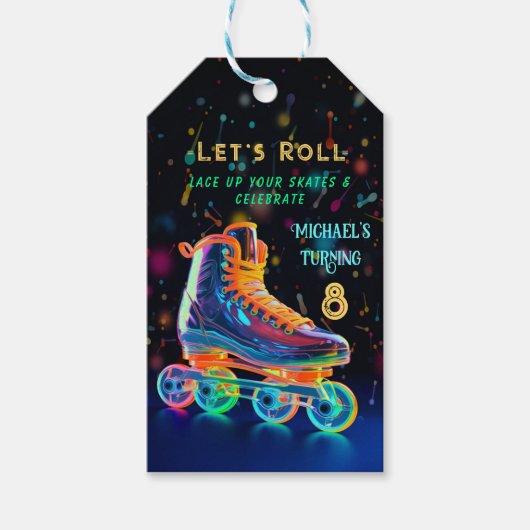 Roller Schaats, draaien 8 Cadeaulabel (Voorkant)