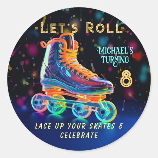 Roller Schaats, draaien 8 Ronde Sticker (Voorkant)