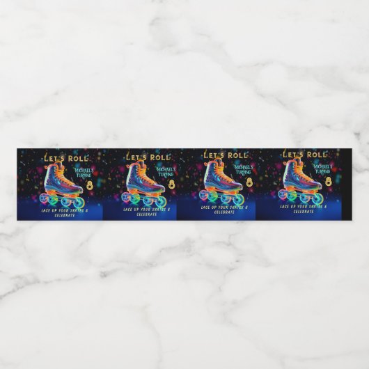Roller Schaats, draaien 8 Waterfles Etiket (Enkel label)