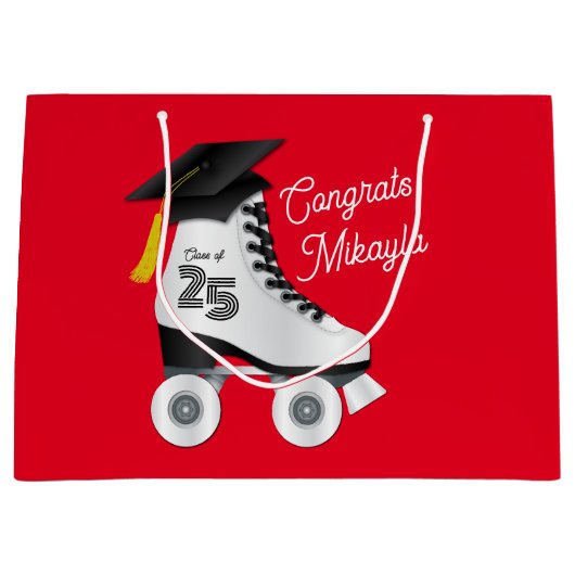 Roller Schaats Graduation Party Skating Rink Rood Groot Cadeauzakje (Voorkant)