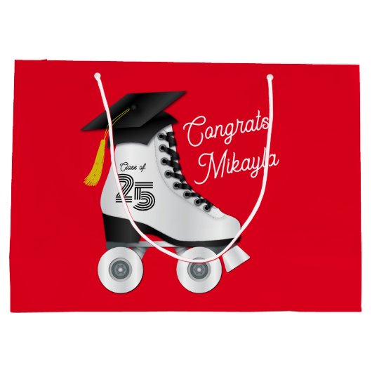 Roller Schaats Graduation Party Skating Rink Rood Groot Cadeauzakje (Achterkant)