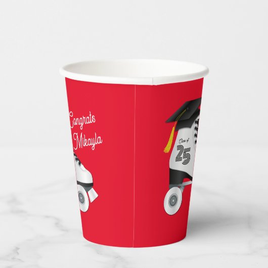 Roller Schaats Graduation Party Skating Rink Rood Papieren Bekers (Rechts)