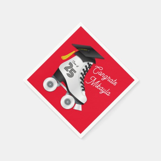 Roller Schaats Graduation Party Skating Rink Rood Servet (Hoek)