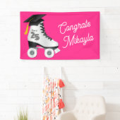 Roller Schaats Graduation Party Skating Rink Roze Spandoek (Insitu)