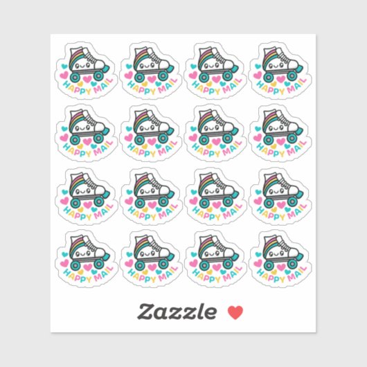 Roller Schaats Happy Mail Custom-Cut Vinyl Sticker (Vel)