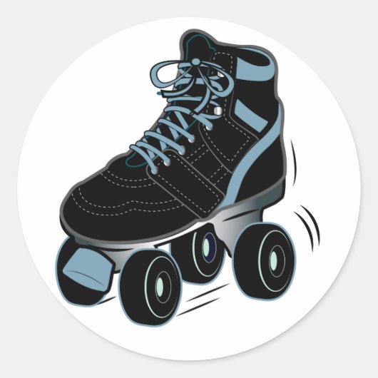 Roller Schaats in zwart Ronde Sticker (Voorkant)