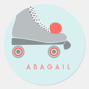 Roller Schaats - Koraal en Aqua Ronde Sticker