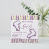 Roller Schaats Party Birthday Invitation Kaart (Staand voorkant)