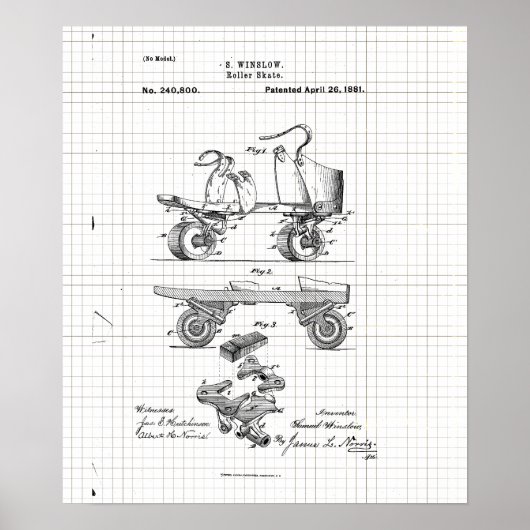Roller Schaats Patent Poster (Voorkant)