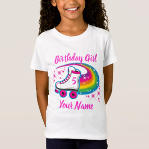 Roller Schaats Regenboog Sparkle Verjaardags Meisj T-shirt