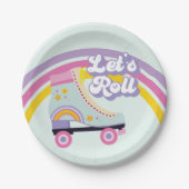 Roller schaats Retro Rainbow Birthday Papieren Bordje (Voorkant)