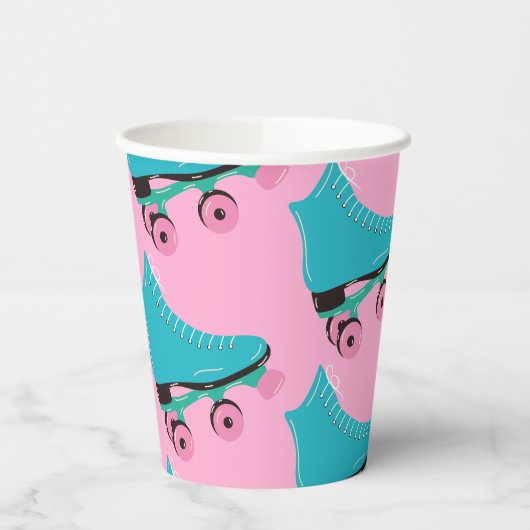 Roller schaats Retro Regenboog Verjaardagsfeest Papieren Bekers (Links)