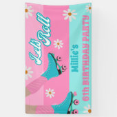 Roller schaats Retro Regenboog Verjaardagsfeest Spandoek (Verticaal)
