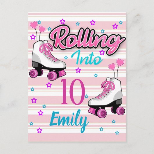 Roller Schaats Skating Custom Birthday Briefkaart (Voorkant)