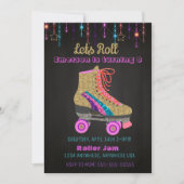 Roller schaats, skating Party, Roller Disco glitte Kaart (Voorkant)