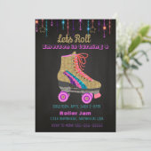Roller schaats, skating Party, Roller Disco glitte Kaart (Staand voorkant)