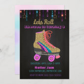 Roller schaats, skating Party, Roller Disco glitte Kaart (Voorkant / Achterkant)